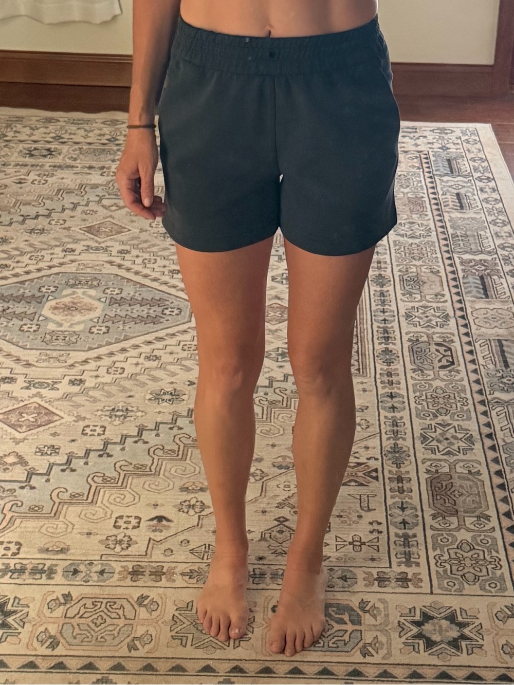 Women’s Black Elastic-Waist Shorts